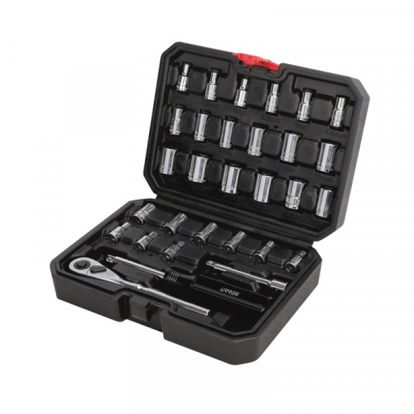 4700CB URREA Juego de 30 dados y accesorios combinados 1/4" en blow molded Urrea | DIHERESA