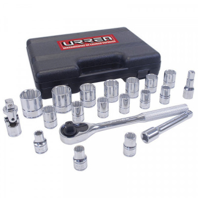 5400PB URREA Juego de 20 dados y accesorios en pulgadas 1/2" Urrea | DIHERESA