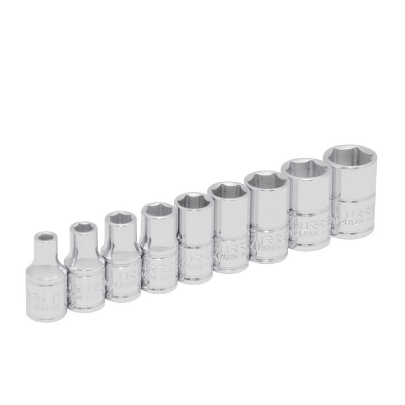 47207 URREA Juego de 9 dados métricos 1/4" en riel Urrea | DIHERESA 47207 URREA Juego de 9 dados métricos 1/4" en riel Urrea | DIHERESA