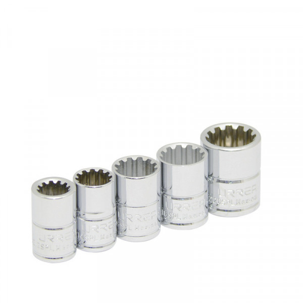 5200SPL URREA Juego de 5 dados spline 3/8" en riel Urrea | DIHERESA