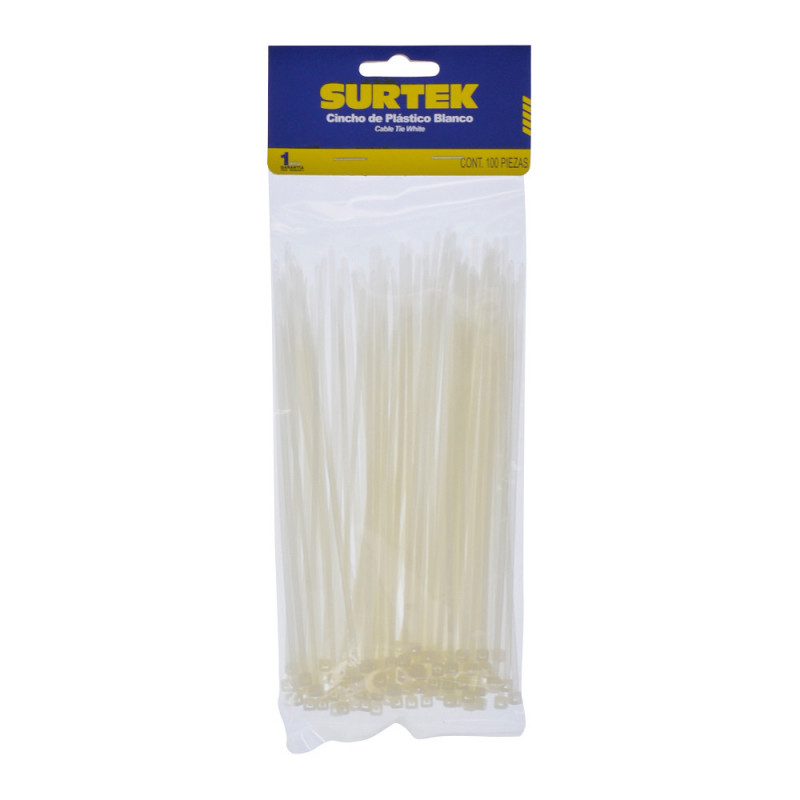 114200 SURTEK Cincho plástico 100 x 2.5mm100 piezas natural Surtek | DIHERESA 114200 SURTEK Cincho plástico 100 x 2.5mm100 piezas natural Surtek | DIHERESA