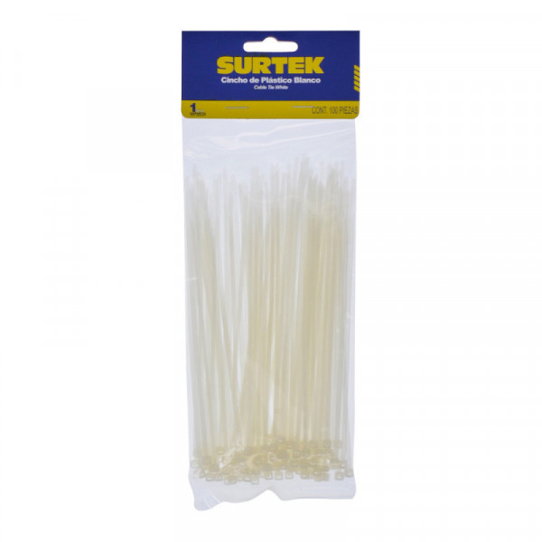 114200 SURTEK Cincho plástico 100 x 2.5mm100 piezas natural Surtek | DIHERESA