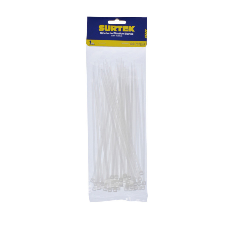 114204 SURTEK Cincho plástico 150 x 3.6mm 50 piezas natural Surtek | DIHERESA 114204 SURTEK Cincho plástico 150 x 3.6mm 50 piezas natural Surtek | DIHERESA