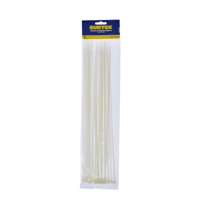114214 SURTEK Cincho plástico 368 x 4.6mm 25 piezas blanco Surtek | DIHERESA 114214 SURTEK Cincho plástico 368 x 4.6mm 25 piezas blanco Surtek | DIHERESA