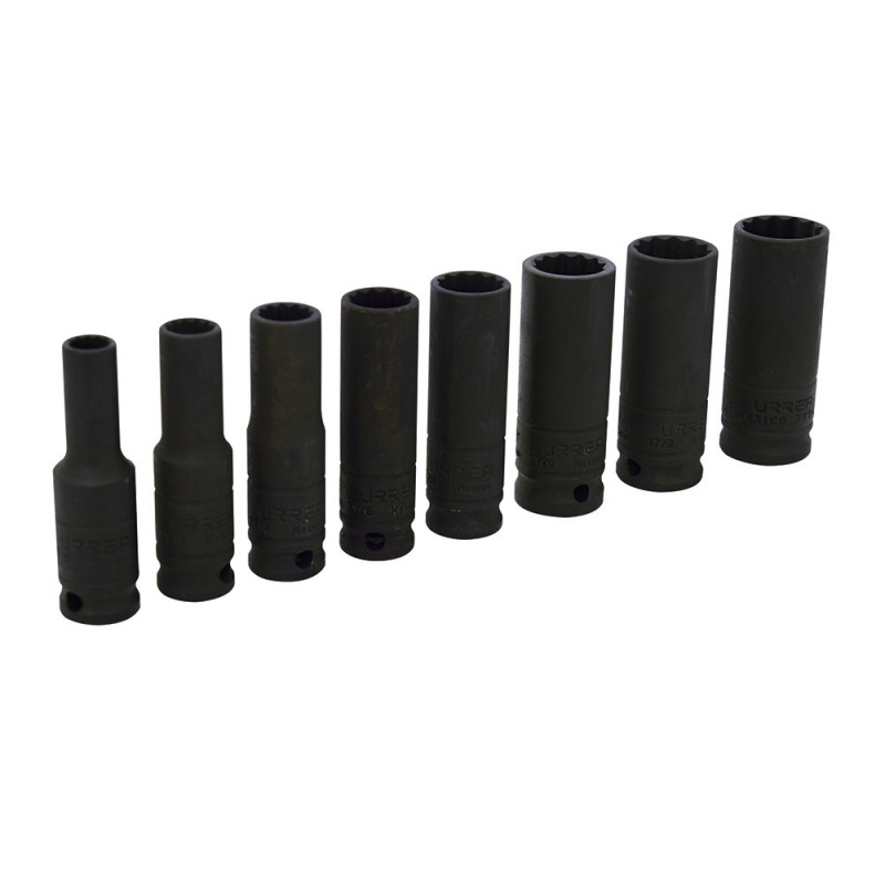 72103 URREA Juego de 8 dados de impacto largos en pulgadas 3/8" Urrea | DIHERESA 72103 URREA Juego de 8 dados de impacto largos en pulgadas 3/8" Urrea | DIHERESA