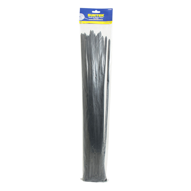 114226 SURTEK Cincho plástico 400 x 7.6mm negro (50 piezas) Surtek | DIHERESA 114226 SURTEK Cincho plástico 400 x 7.6mm negro (50 piezas) Surtek | DIHERESA