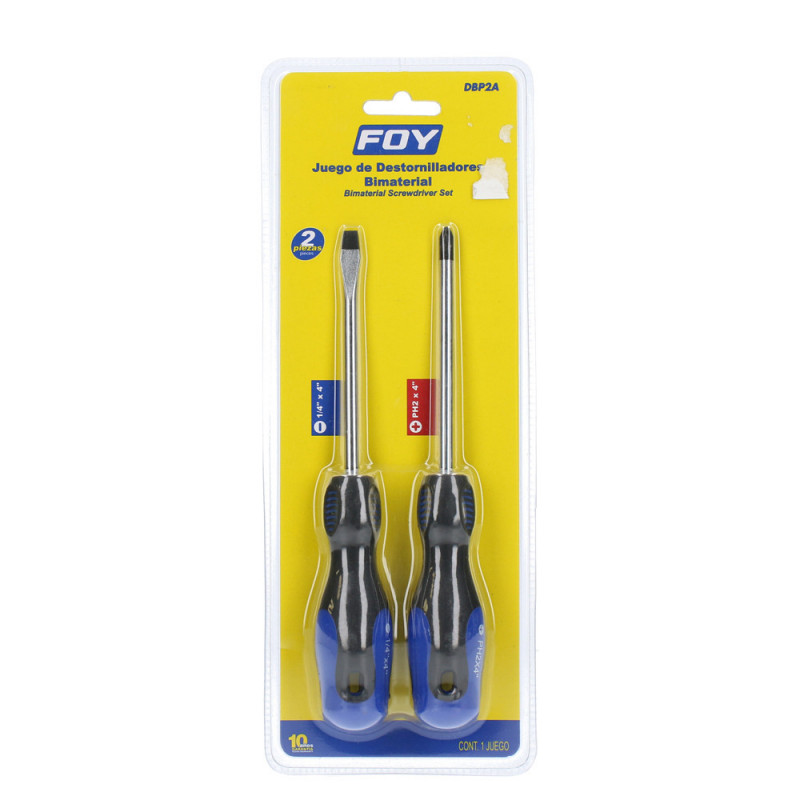 Jgo de 2 destornilladores bimaterial 1/4" Jgo de 2 destornilladores bimaterial 1/4"