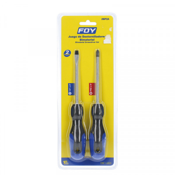 Jgo de 2 destornilladores bimaterial 1/4"