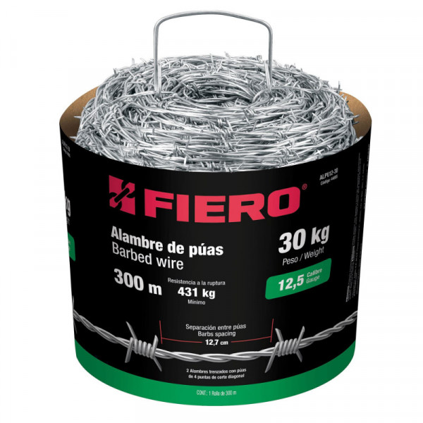 ALPU12-30 Alambre de púas, calibre 12.5, rollo de 30 Kg. TRUPER | DIHERESA