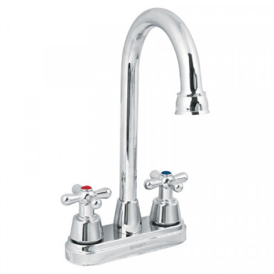 AQM-61 Mezcladora lavabo,tipo bar,manerales cruceta,acero inox,Aqua TRUPER | DIHERESA