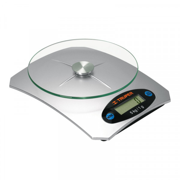 BASE-5EC Báscula digital base de vidrio para cocina, capacidad 5kg TRUPER | DIHERESA