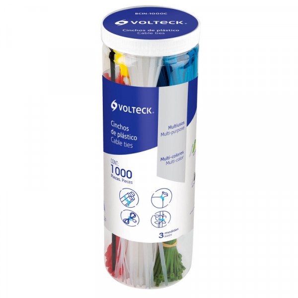 BCIN-1000C Cincho plástico, colores, bote con 1000 piezas TRUPER | DIHERESA