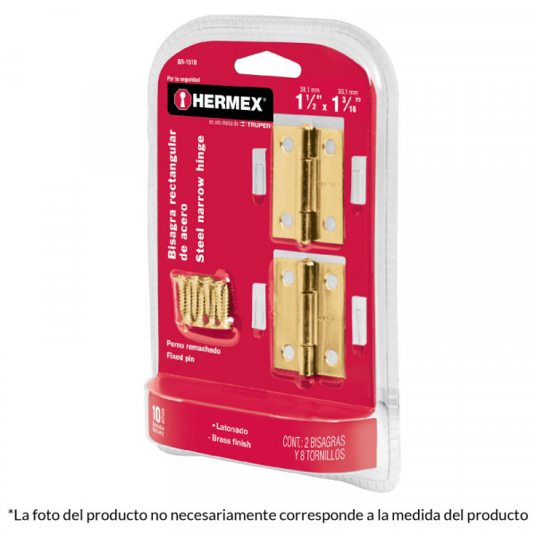 BR-201B Bisagra rectangular 2', latón, blister con 2 pzas TRUPER | DIHERESA