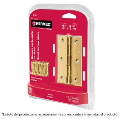BR-251B Bisagra rectangular 2-1/2', latón, blister con 2 pzas TRUPER | DIHERESA