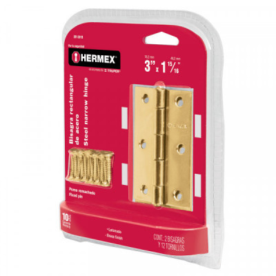 BR-301B Bisagra rectangular 3', latón, blister con 2 pzas TRUPER | DIHERESA