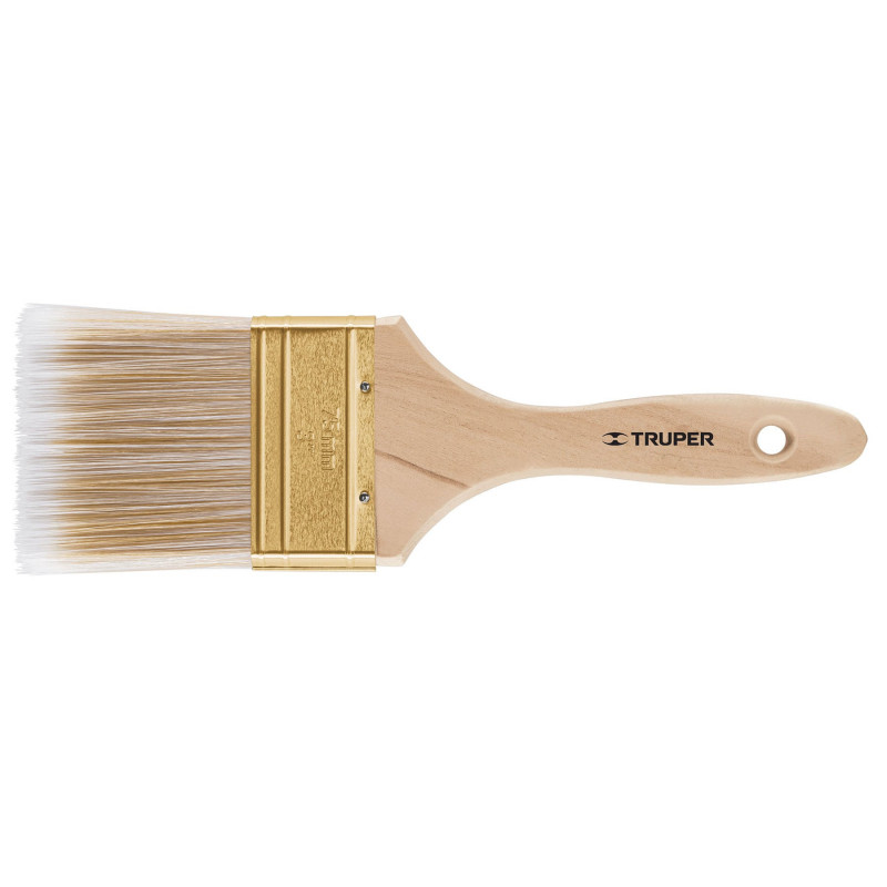 BRT-3S Brocha cerdas sintéticas,mango de madera, corte recto, 3' TRUPER | DIHERESA