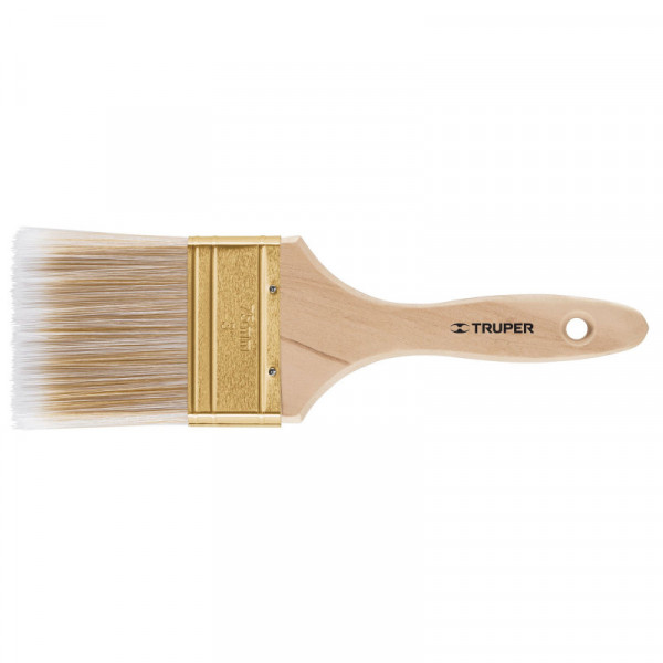 BRT-3S Brocha cerdas sintéticas,mango de madera, corte recto, 3' TRUPER | DIHERESA