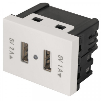 C2USB-EB 2 Puertos USB, 1.5 módulos, línea Española, color blanco TRUPER | DIHERESA