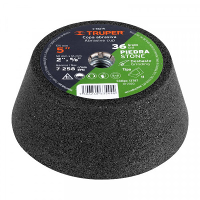 C-356-PI Copa desbaste, 5', grano 36 para piedra TRUPER | DIHERESA