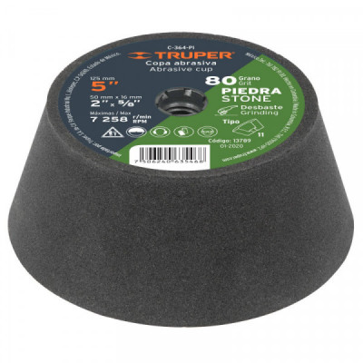 C-364-PI Copa desbaste, 5', grano 80 para piedra TRUPER | DIHERESA