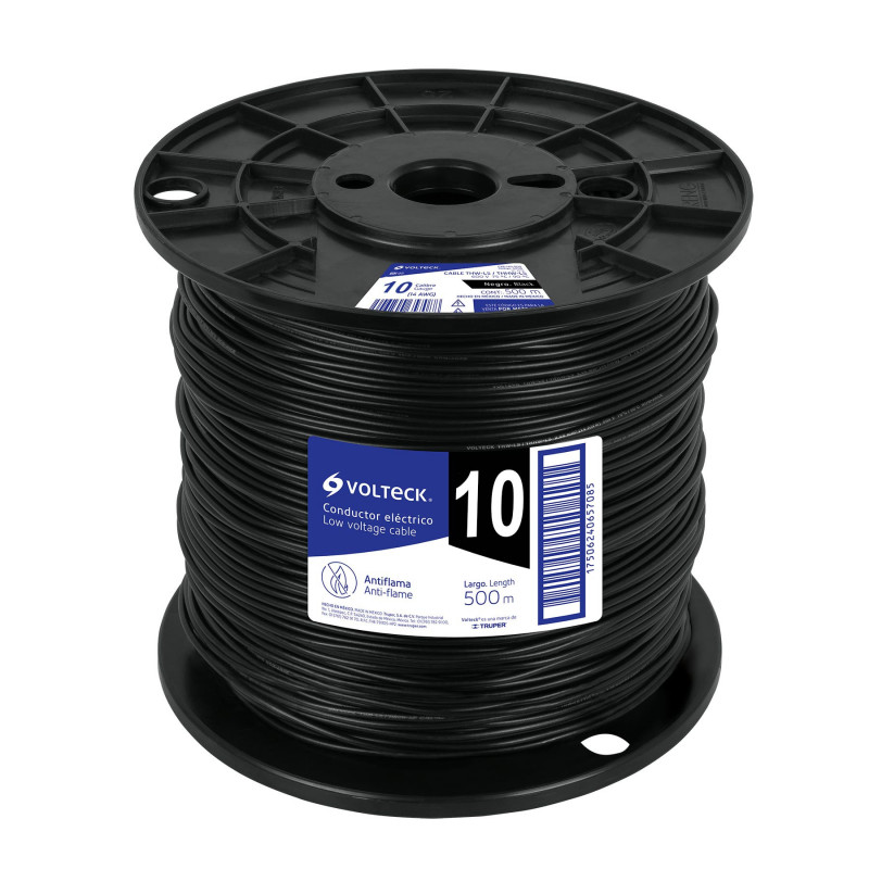 CAB-10N-500 Cable THHW-LS, 10 AWG, negro, bobina 500 m TRUPER | DIHERESA