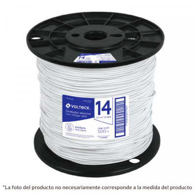 CAB-12B-500 Cable THHW-LS, 12 AWG, blanco, bobina 500 m TRUPER | DIHERESA