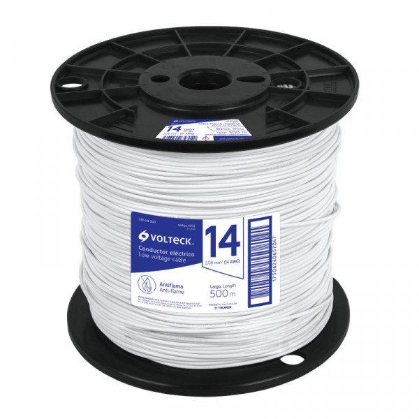 CAB-14B-500 Cable THHW-LS, 14 AWG, blanco, bobina 500 m TRUPER | DIHERESA