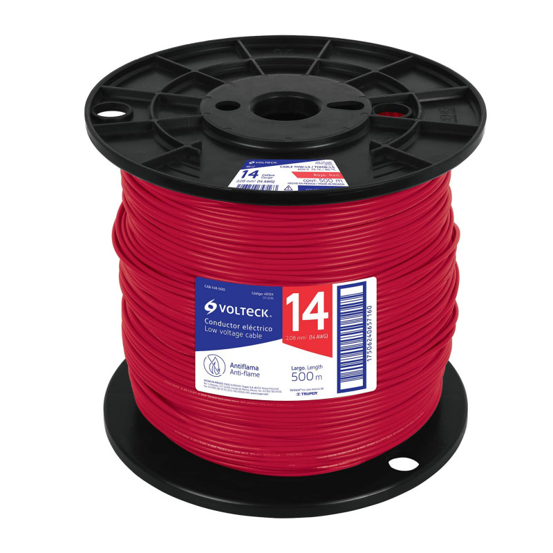 CAB-14R-500 Cable THHW-LS, 14 AWG, rojo, bobina 500 m TRUPER | DIHERESA CAB-14R-500 Cable THHW-LS, 14 AWG, rojo, bobina 500 m TRUPER | DIHERESA