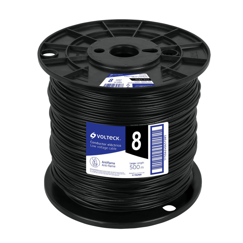 CAB-8N-500 Cable THHW-LS, 8 AWG, negro, bobina 500 m TRUPER | DIHERESA CAB-8N-500 Cable THHW-LS, 8 AWG, negro, bobina 500 m TRUPER | DIHERESA