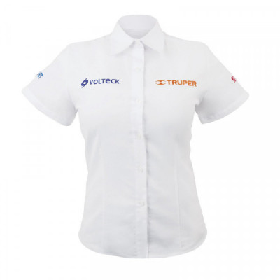CAM-BCO-DCM Camisa blanca para dama, manga corta, talla mediana TRUPER | DIHERESA