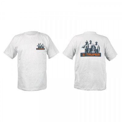 CAM-BLA-40 Camiseta blanca 100% algodón, estampada, talla 40 TRUPER | DIHERESA