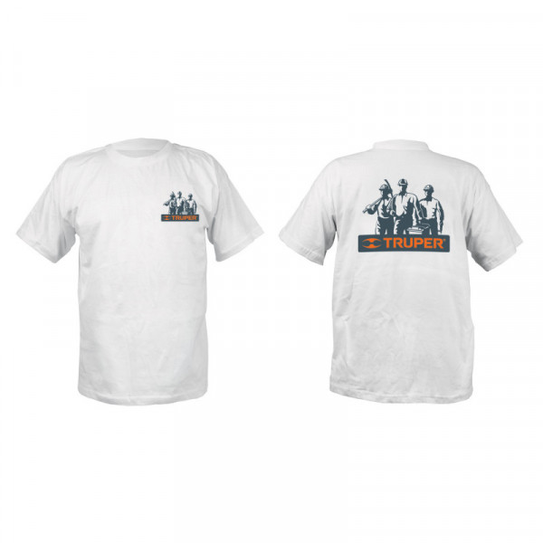 CAM-BLA-42 Camiseta blanca 100% algodón, estampada, talla 42 TRUPER | DIHERESA