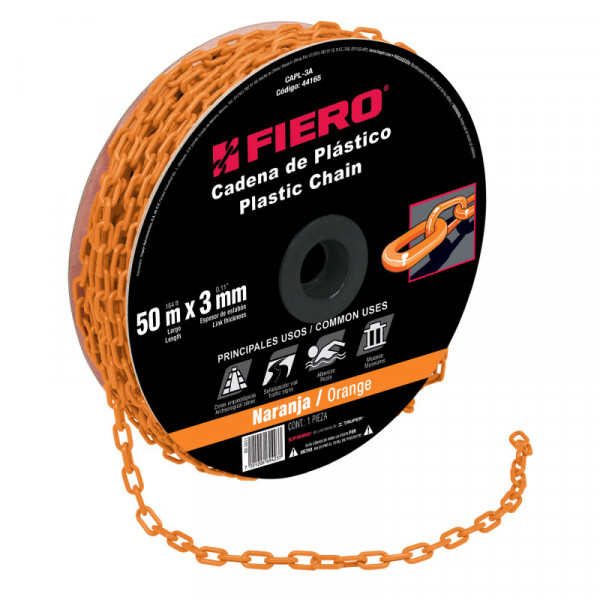 CAPL-3A Cadena de plástico de 3mm, naranja TRUPER | DIHERESA