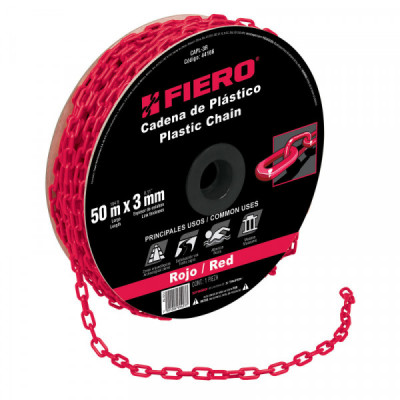 CAPL-3R Cadena de plástico de 3mm, roja TRUPER | DIHERESA