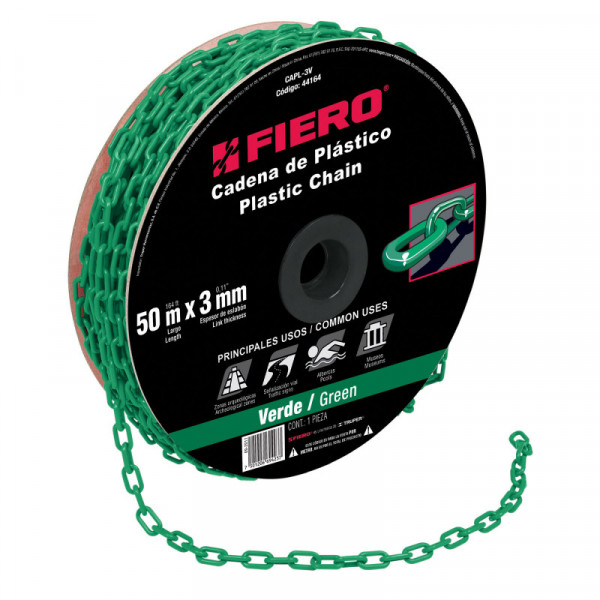 CAPL-3V Cadena de plástico de 3mm, verde TRUPER | DIHERESA