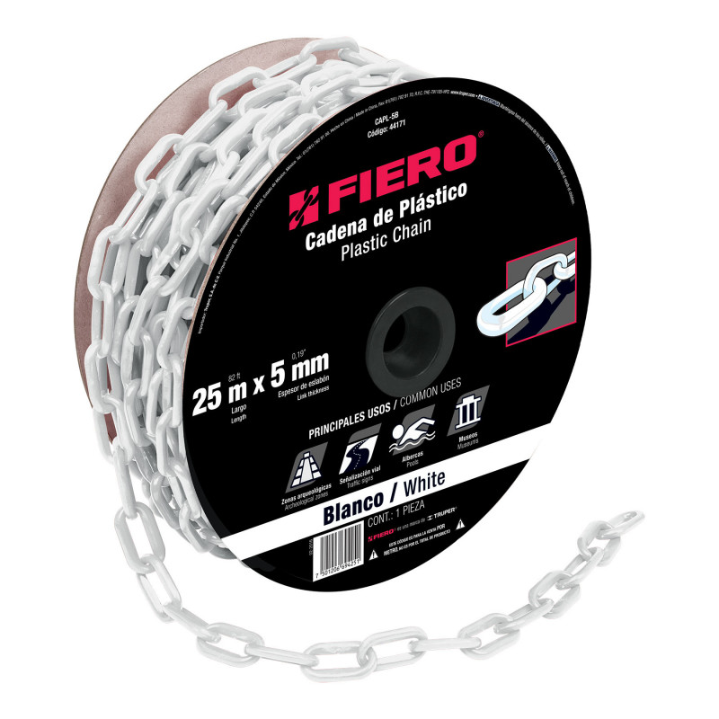 CAPL-5B Cadena de plástico de 5mm, blanca TRUPER | DIHERESA