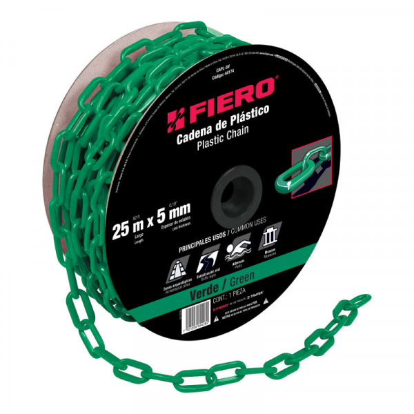CAPL-5V Cadena de plástico de 5mm, verde TRUPER | DIHERESA