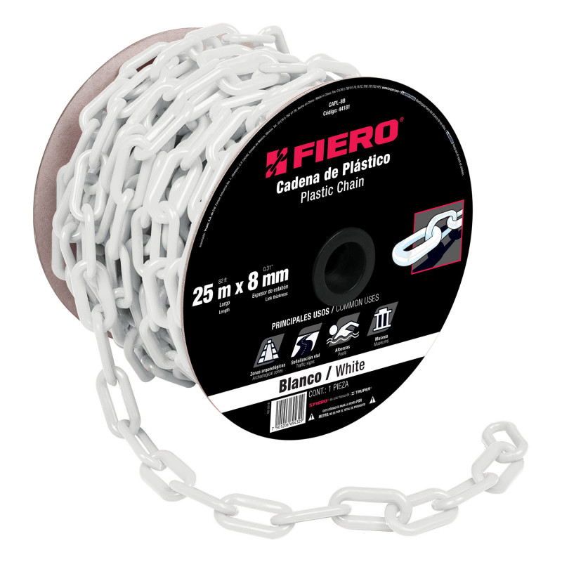 CAPL-8B Cadena de plástico de 8mm, blanca TRUPER | DIHERESA CAPL-8B Cadena de plástico de 8mm, blanca TRUPER | DIHERESA