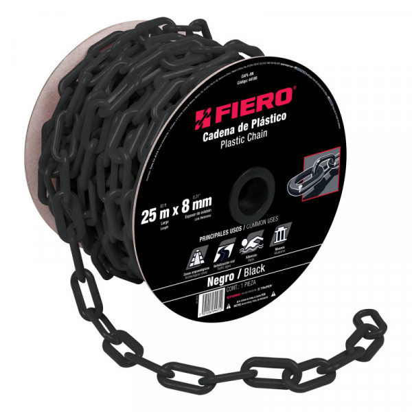 CAPL-8N Cadena de plástico de 8mm, negra TRUPER | DIHERESA