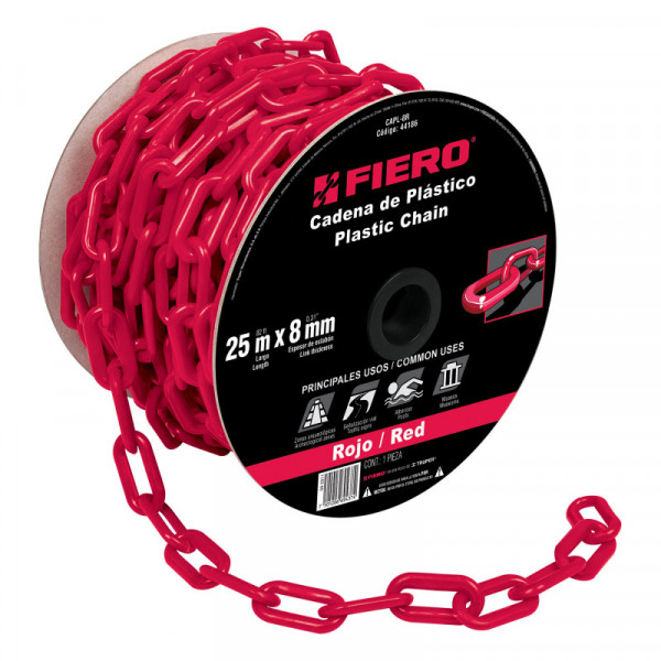 CAPL-8R Cadena de plástico de 8mm, roja TRUPER | DIHERESA