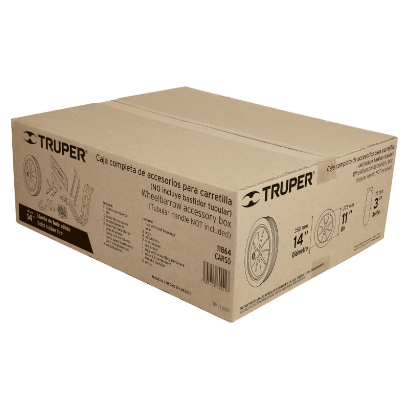 CARSO Caja con accesorios y llanta sólida, 14' para carretilla TRUPER | DIHERESA CARSO Caja con accesorios y llanta sólida, 14' para carretilla TRUPER | DIHERESA