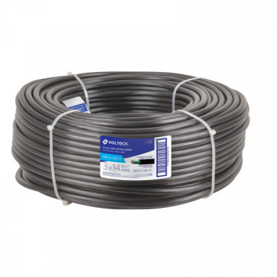 CAUR-314 Cable uso rudo, 3 conductores, calibre 14, rollo de 100 m. TRUPER