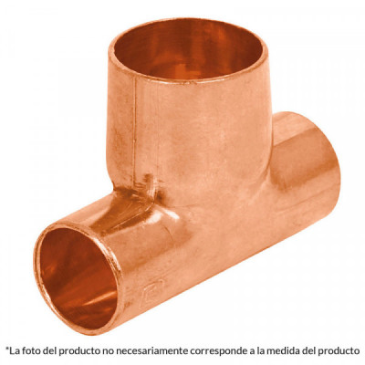 CC-723 Tee de cobre reducida, 3/4' x 1/2' x 3/4' TRUPER | DIHERESA