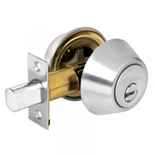 CERO-32 Cerrojo cromo mate, doble cilindro TRUPER | DIHERESA