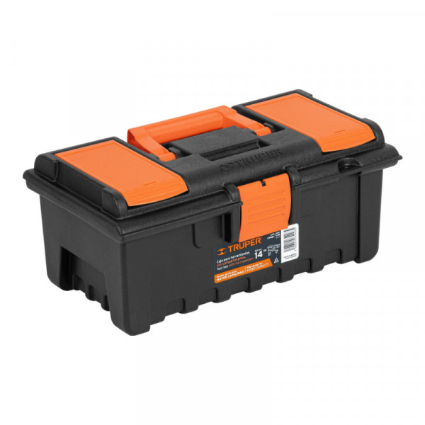 CHA-14NC Caja plástica 14' con compartimentos, naranja TRUPER | DIHERESA