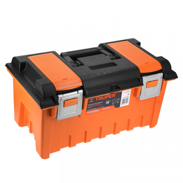 CHA-19S Caja plástica 19' c/compartimentos, naranja, broche metálico TRUPER | DIHERESA