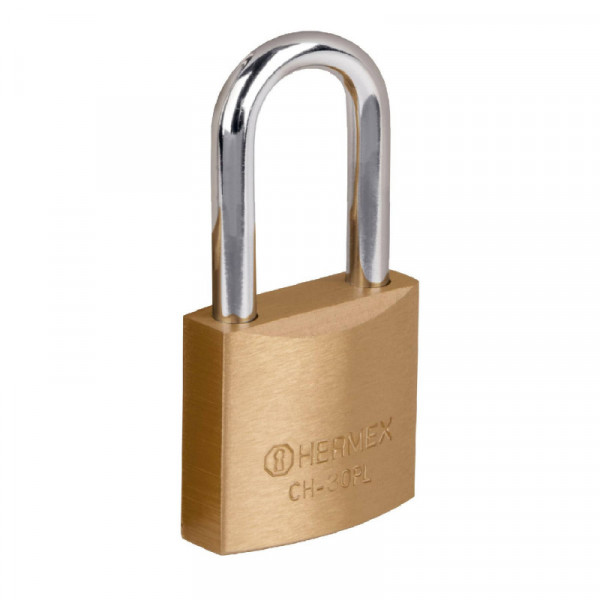 CHB-30PL Candado de hierro, color laton, 30mm, largo, blister, Basic TRUPER | DIHERESA