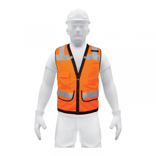 CHS-800N-M Chaleco de seguridad reforzado, con bolsas, naranja, mediano TRUPER | DIHERESA