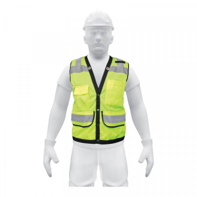 CHS-800V-XL Chaleco seguridad reforzado, con bolsas, verde, extra grande TRUPER | DIHERESA
