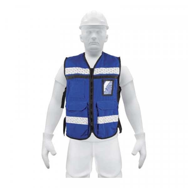 CHS-900AR Chaleco brigadista con cintas reflejantes, color azul rey TRUPER | DIHERESA